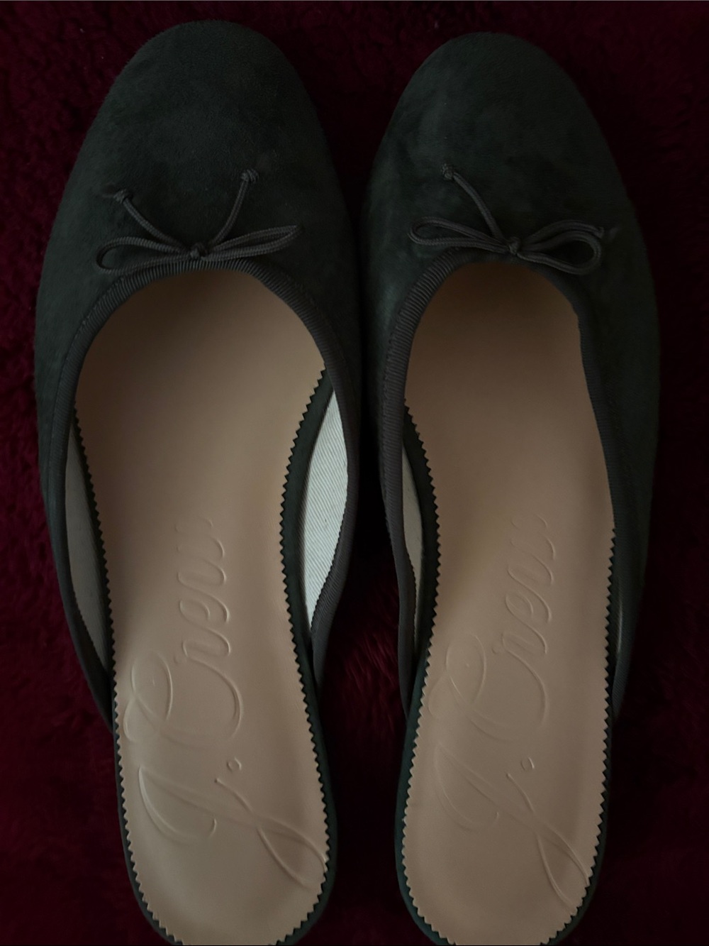 J. Crew Dark Green Suede Bow-Trim Slip-On Mules - Picture 5 of 5